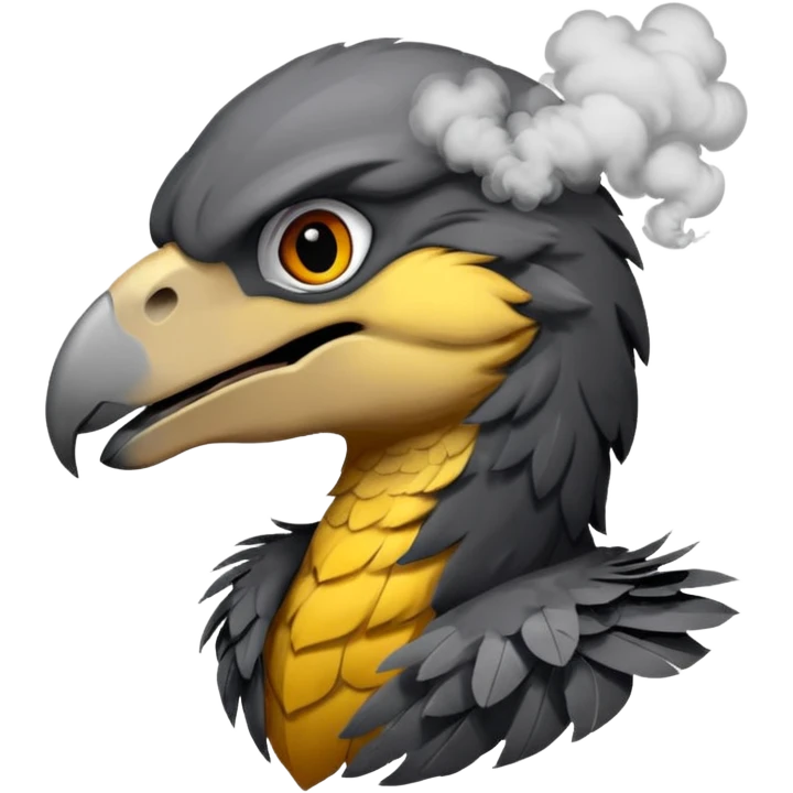 Raptor with smoke around him emoji