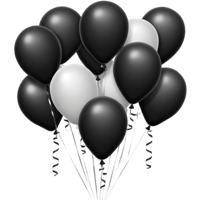birthday sign in black and white ballons emoji