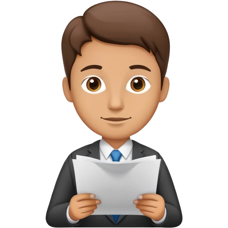 accountant with paper in hand, no glasses emoji