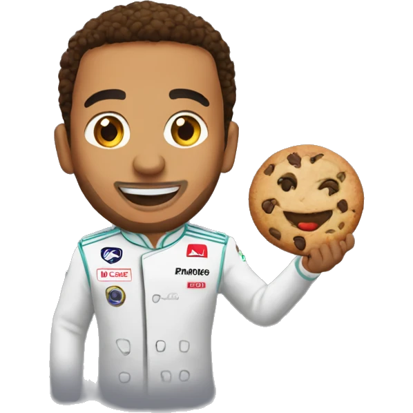 Lewis Hamilton mangeant un cookie vegan emoji