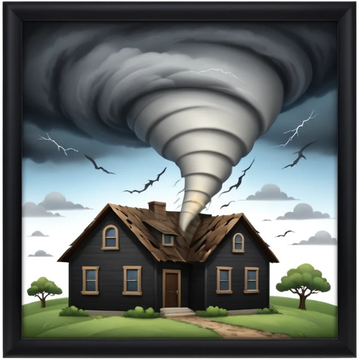Tornado in storm with home emoji