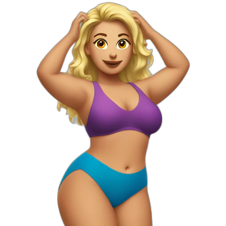 Thicc caucasian woman swimsuit posing emoji