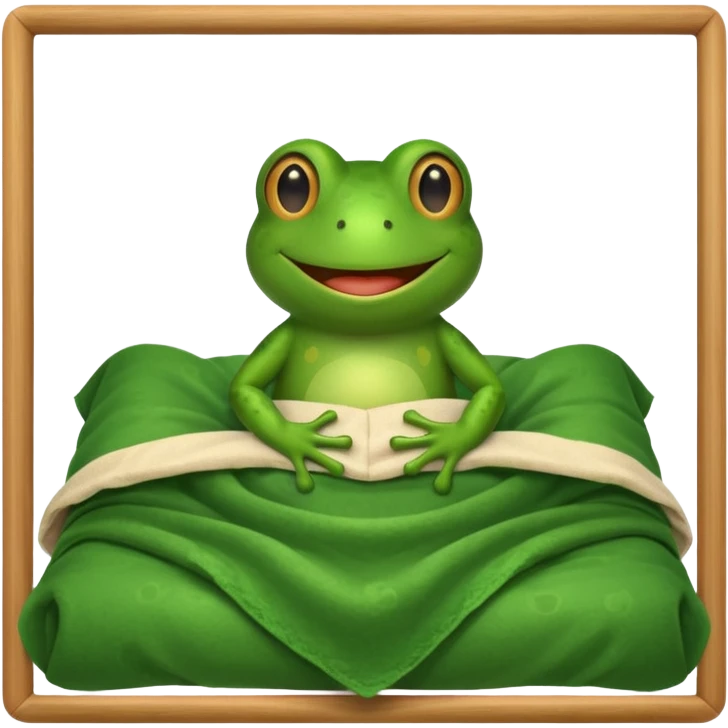Frog in bed with frame emoji