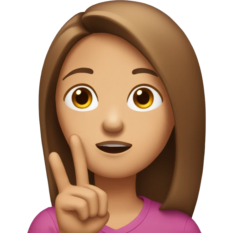 Emoji brown-haired woman with long straight hair with her finger in front of her mouth, chut  emoji