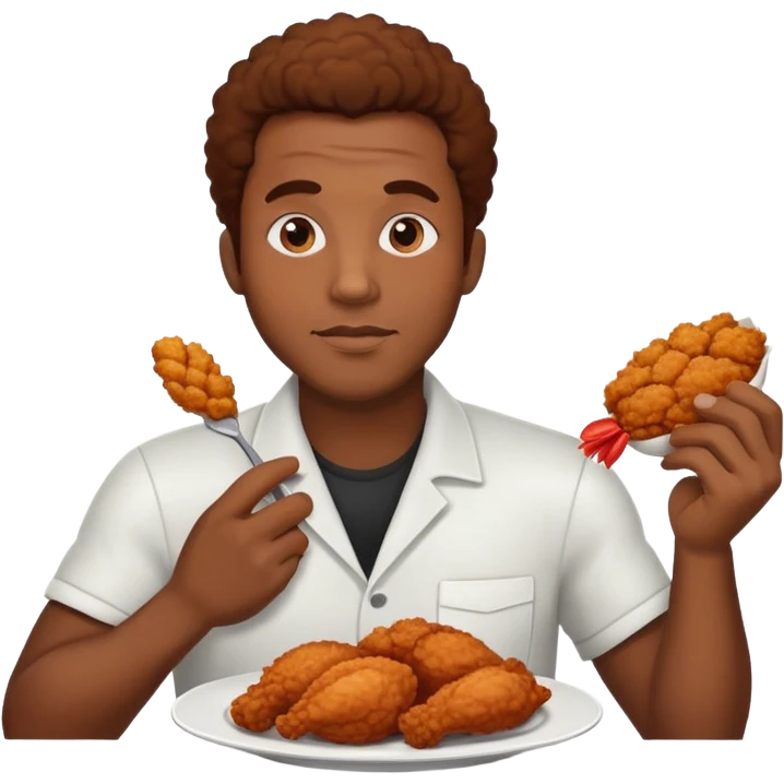 Black man eating fried chicken  emoji