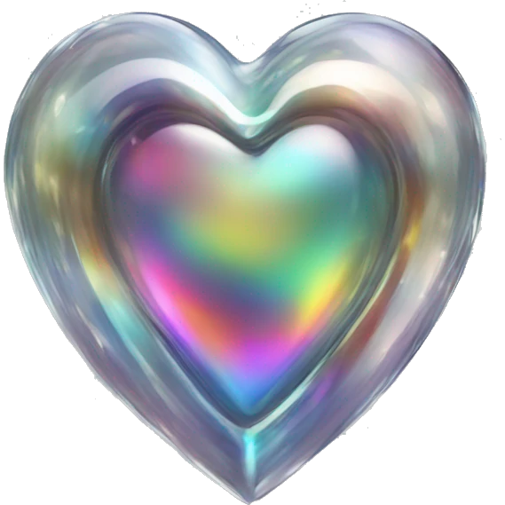 Chromatic heart shape metalic transparent glass emoji