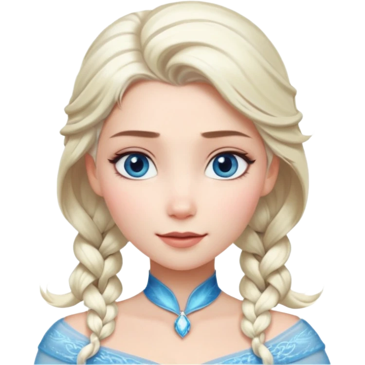 Кинематографический реалистичный портрет Эльзы с реалистичной текстурой кожи, мягким естественным освещением и изящно детализированными платиново-русыми волосами Её  выразительные голубые глаза излучают уверенность, спокойное выражение. Портрет отличается мягким чарующим сиянием с прохладной emoji