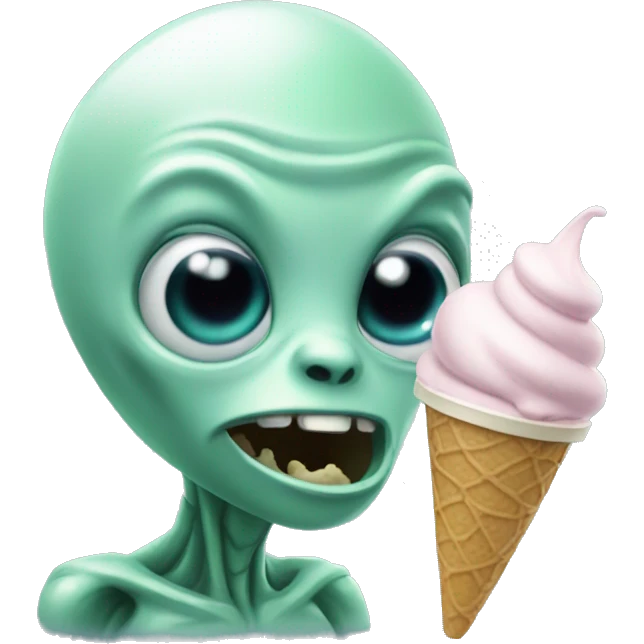 Alien eating ice cream  emoji