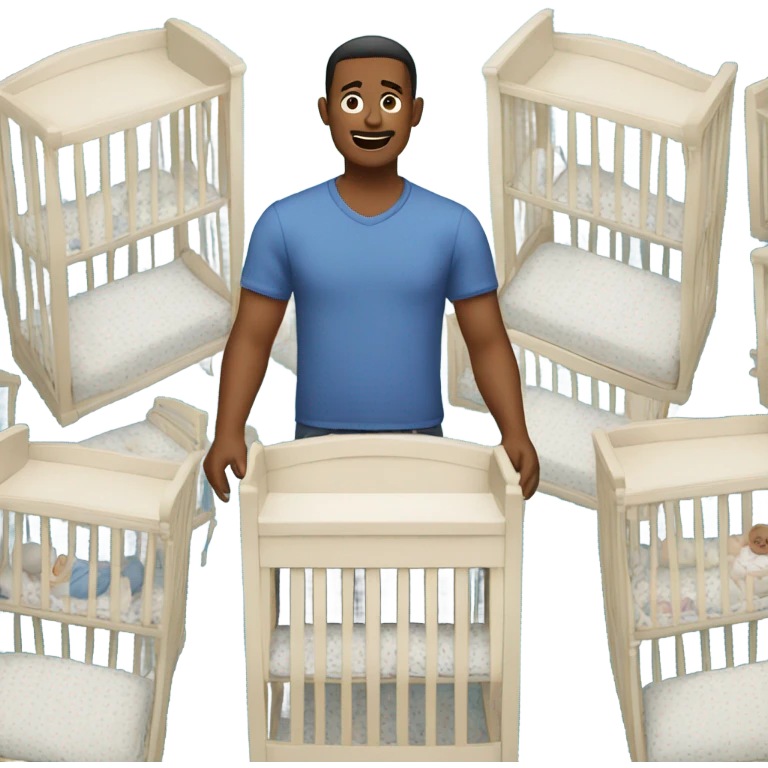 Man with two many baby cribs emoji