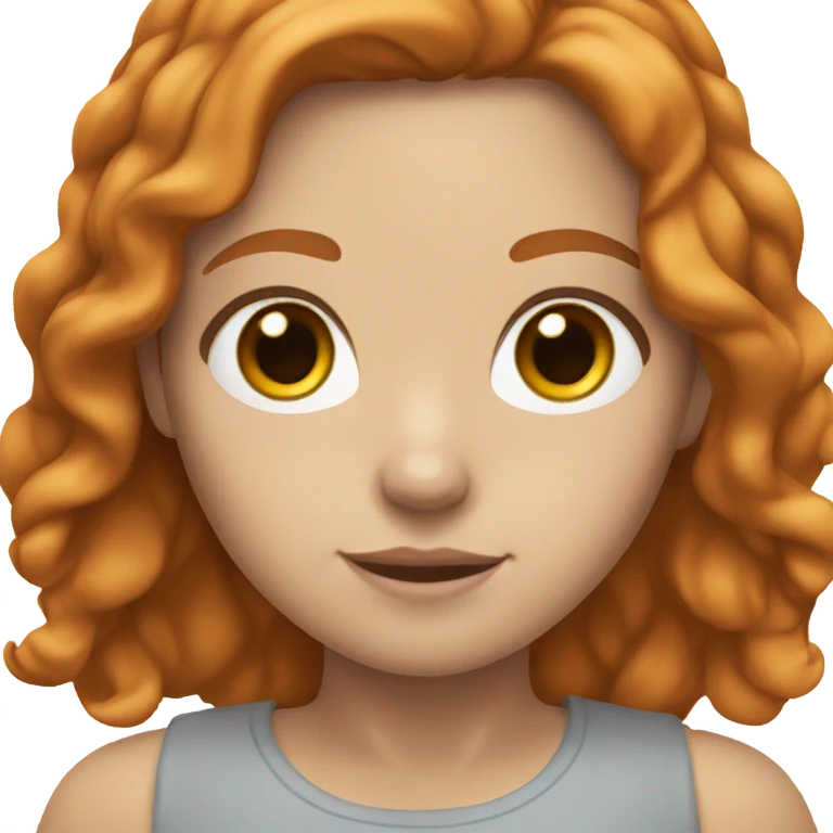 White girl with ginger hair with brown eyes and brown eyebrows emoji