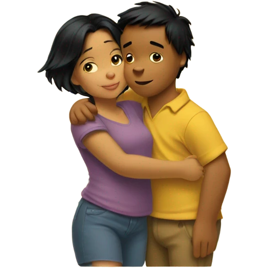 Winne the Pooh hugging girl who has black hair and gold hoop earrings  emoji