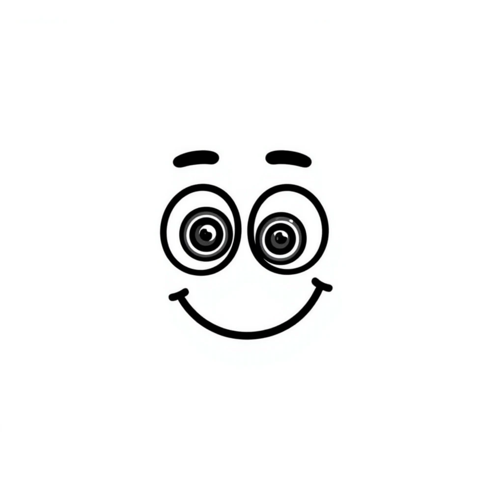 Hand-drawn cute derpy face with wobbly smile and swirly eyes emoji