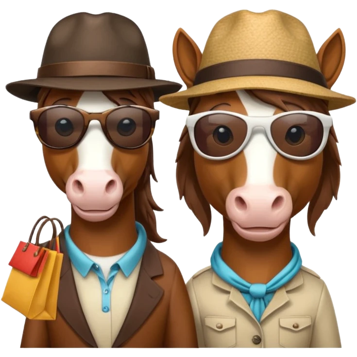 2 horses shopping together  emoji