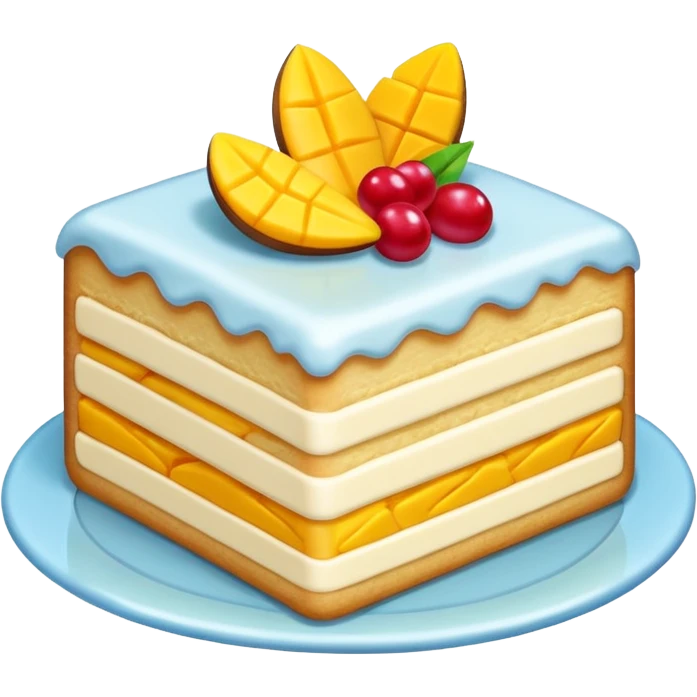 Piece of cake: vanilla biscuit, mango filling emoji