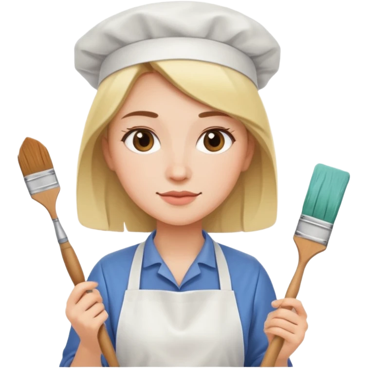 woman-artist in a white apron emoji