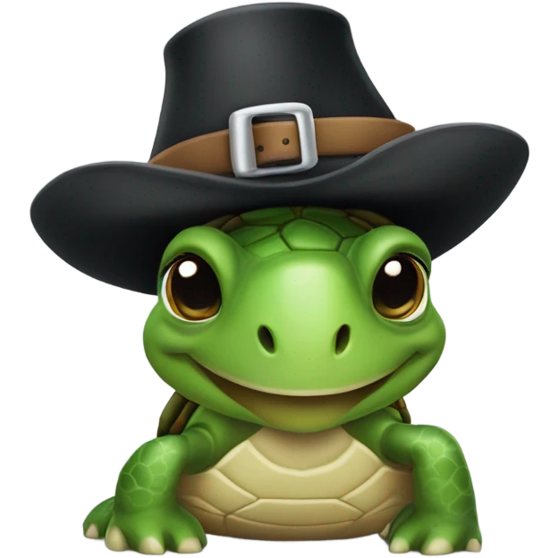 Turtle with a pilgrim hat emoji