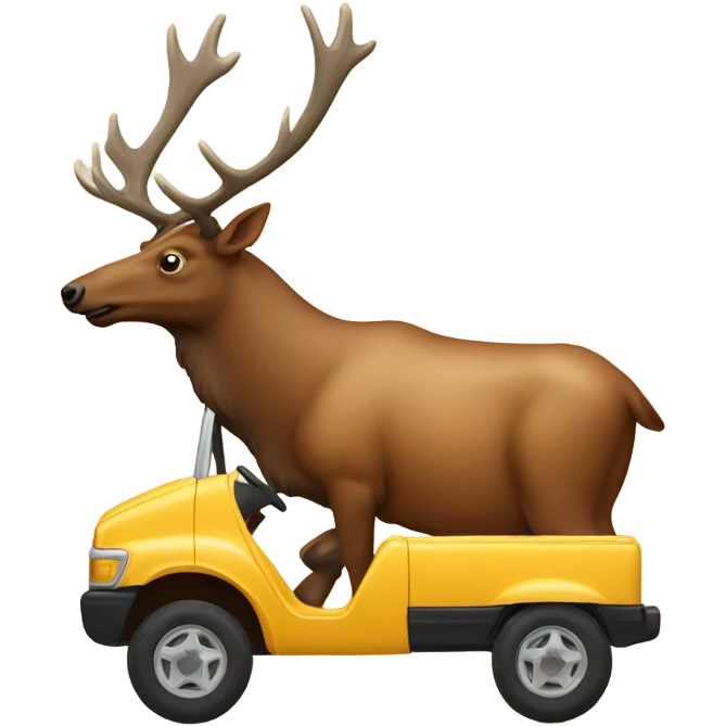 A elk driving a weiner moble  emoji