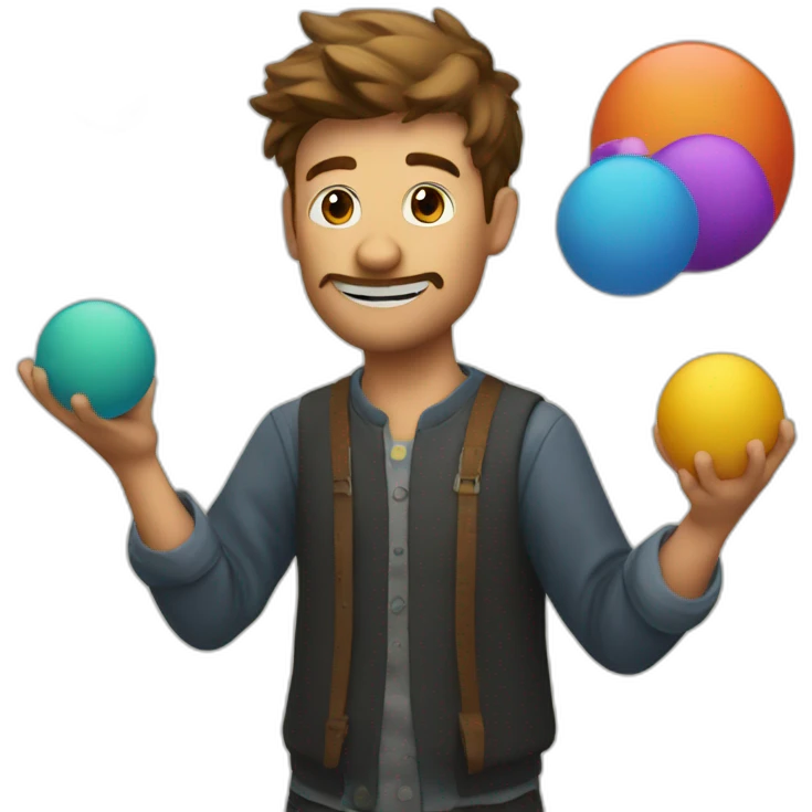 a guy juggling design related things emoji