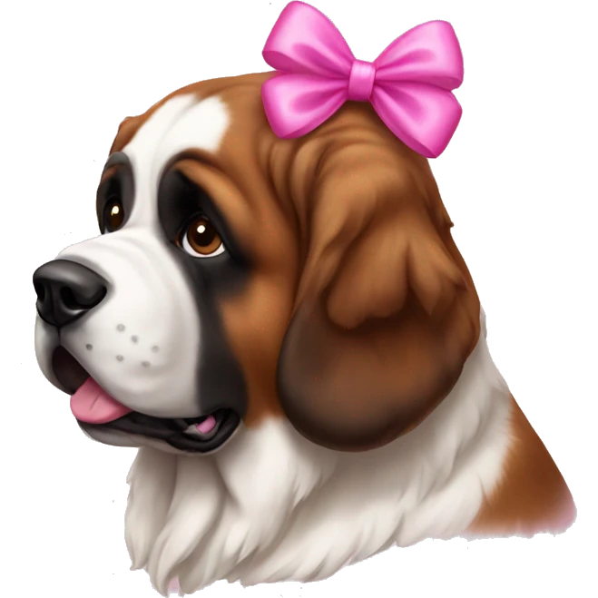 Saint Bernard with a pink bow emoji