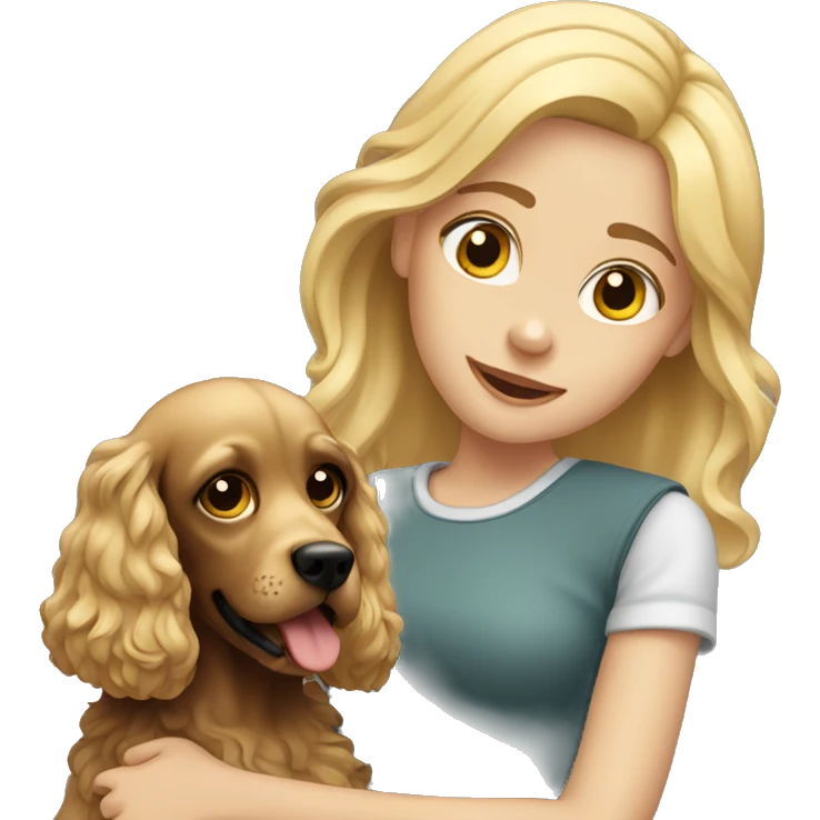Blond girl with cocker spaniel emoji