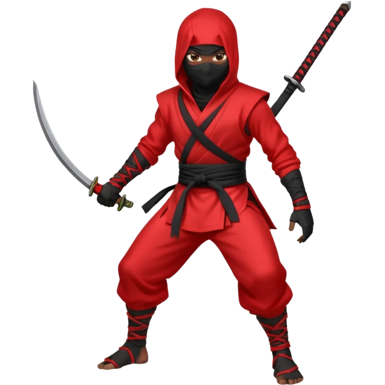 black skin ninja red clothes no weapon full body emoji