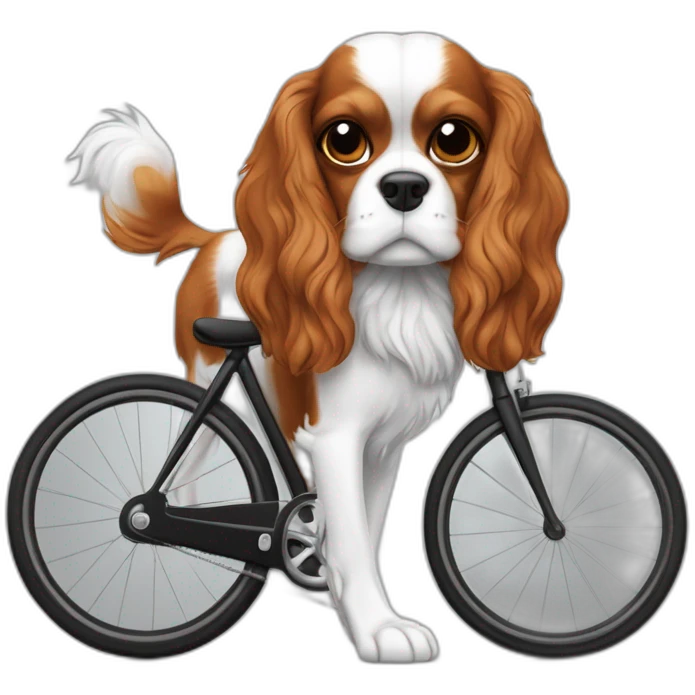 Cavalier King Charles noir et blanc fait du vélo emoji