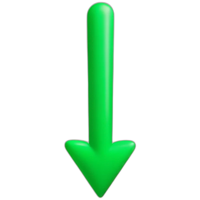 Arrow pointing downwards shaped like a green ballon emoji