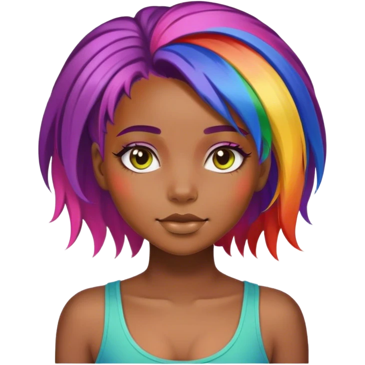 Black girl with rainbow hair emoji