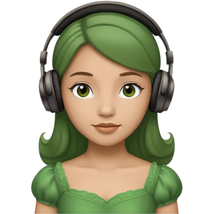 princess with headphones green dress emoji