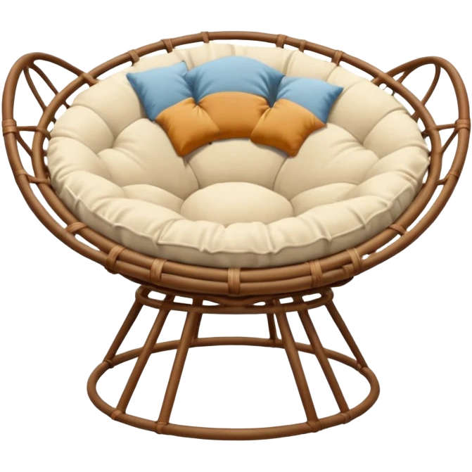 Light brown Papasan chair with cream cushion emoji