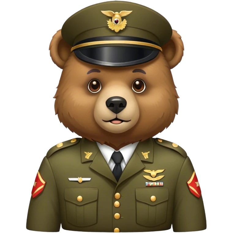 A bear in a military uniform emoji