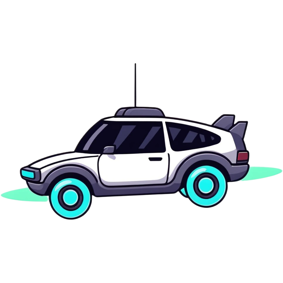 hover car floating above the ground with glowing anti-gravity technology emoji