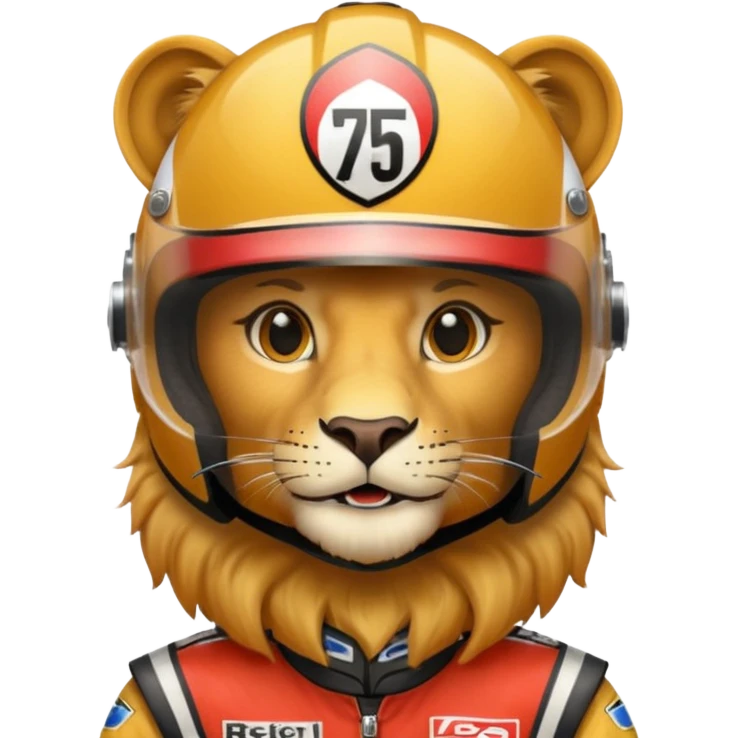 Lion with racing helmet potrait  emoji