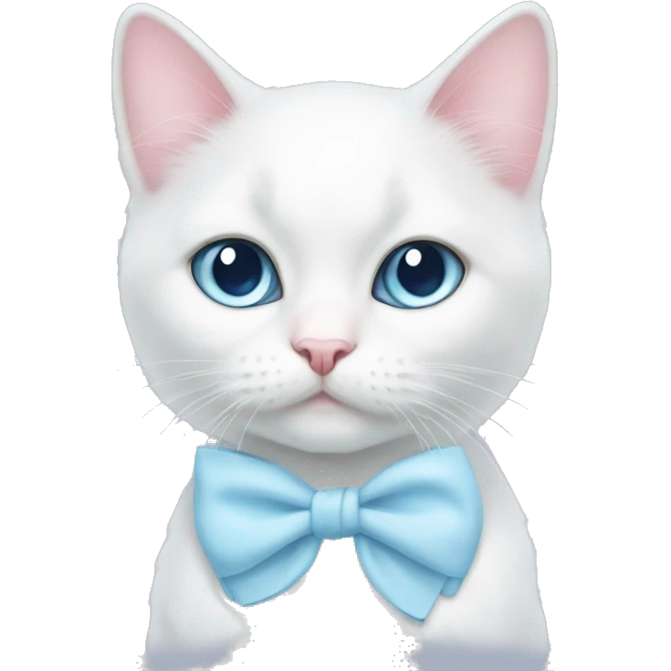 White cat light pink bow light blue eyes  emoji