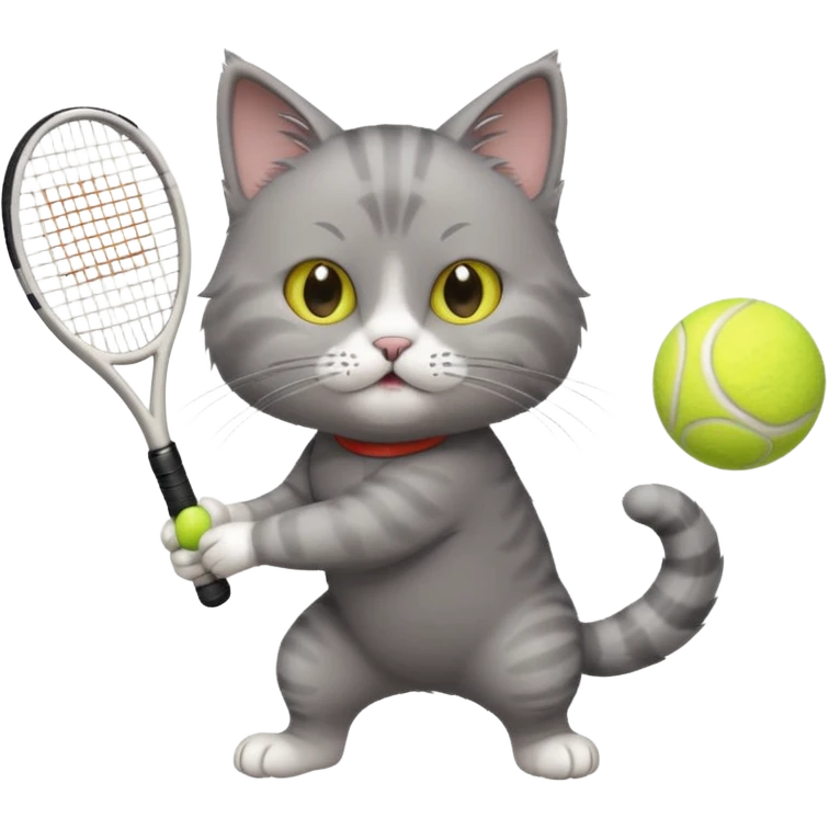 gray cat playing tenis emoji