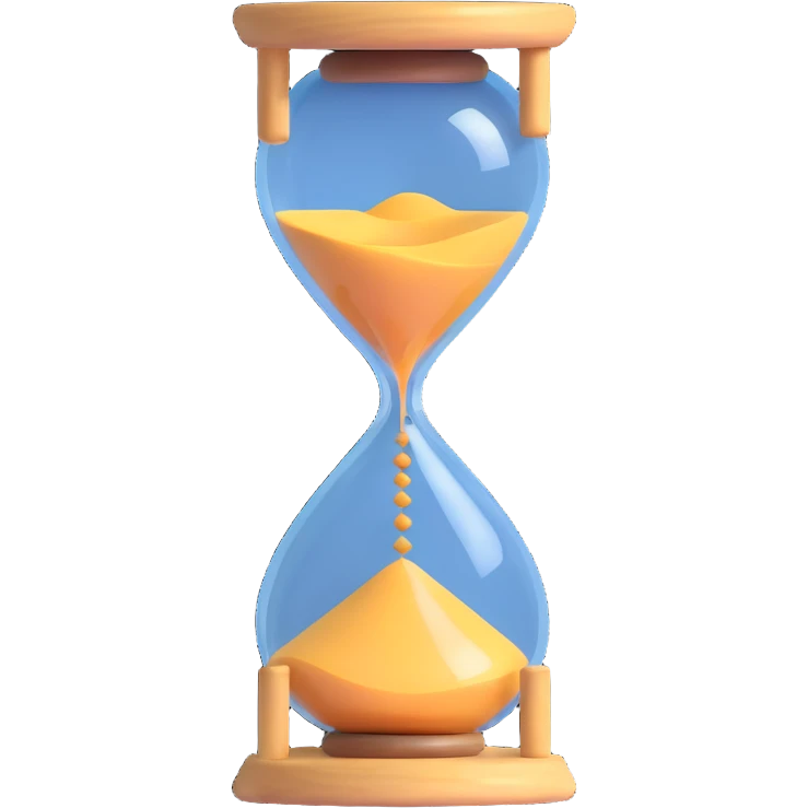 A visual representation of time passing: an hourglass with sand falling, or a clock with spinning hands, symbolizing the flow of time. emoji
