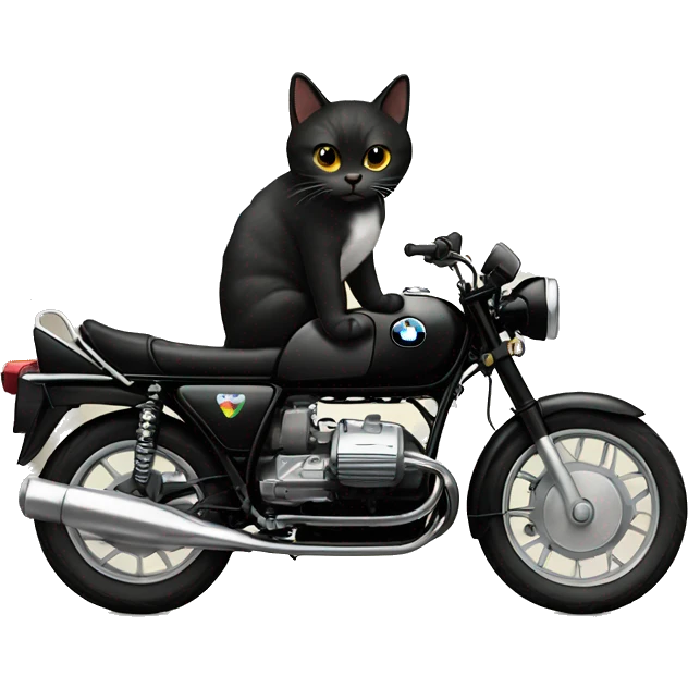 Cat in vintage black bmw  emoji