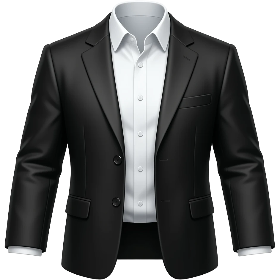 معى قميص ابيض  معطف طويل رجالي اسود رسمي بدون كرفته emoji