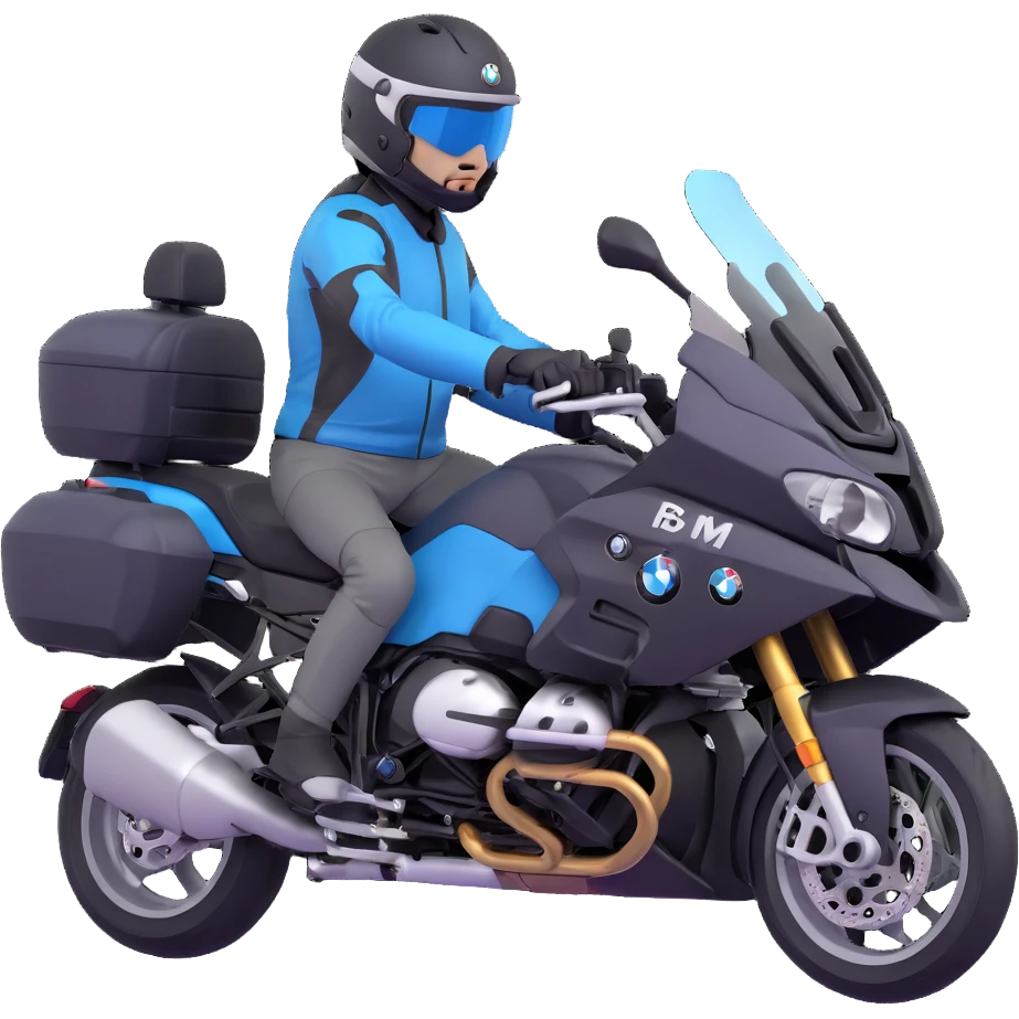 BMW RT1200 touring motorcycle with rider wearing helmet emoji