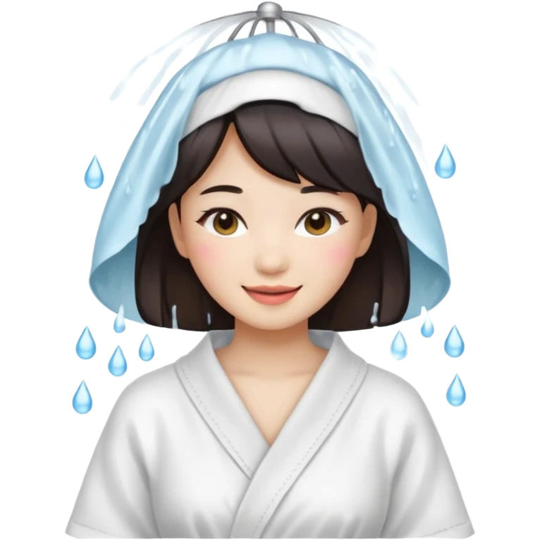 girl aesthetic emoji, asian beautiful make up white shower clothes emoji