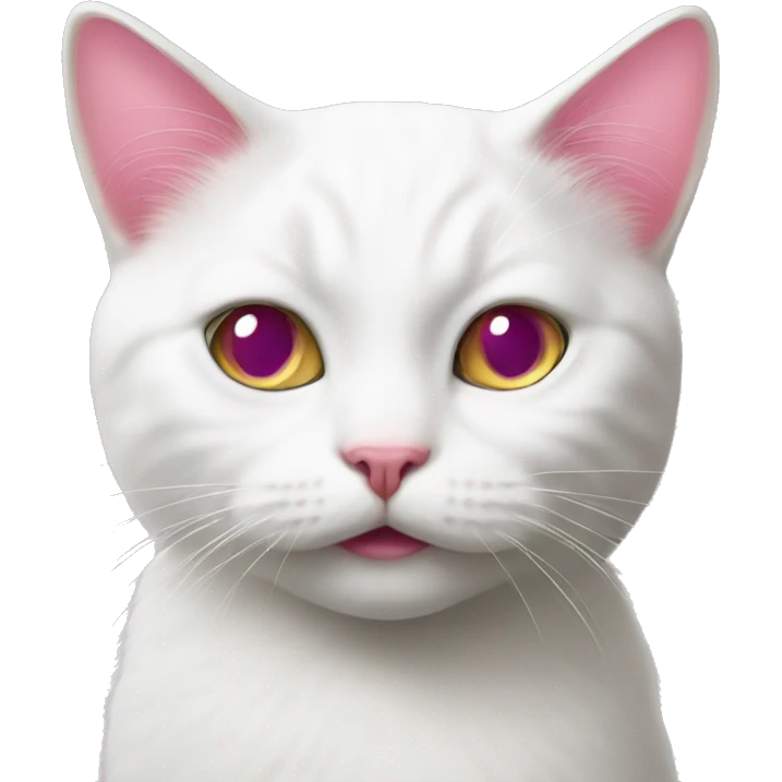 white cat with pink with pink nose emoji