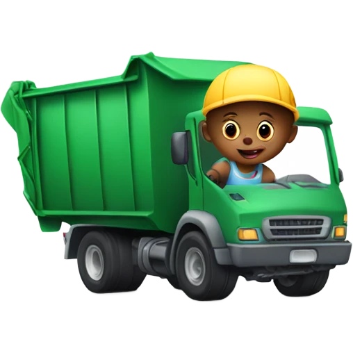 Baby driving garbage truck emoji