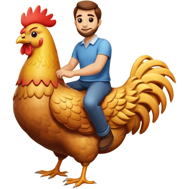 Guy riding giant chicken emoji