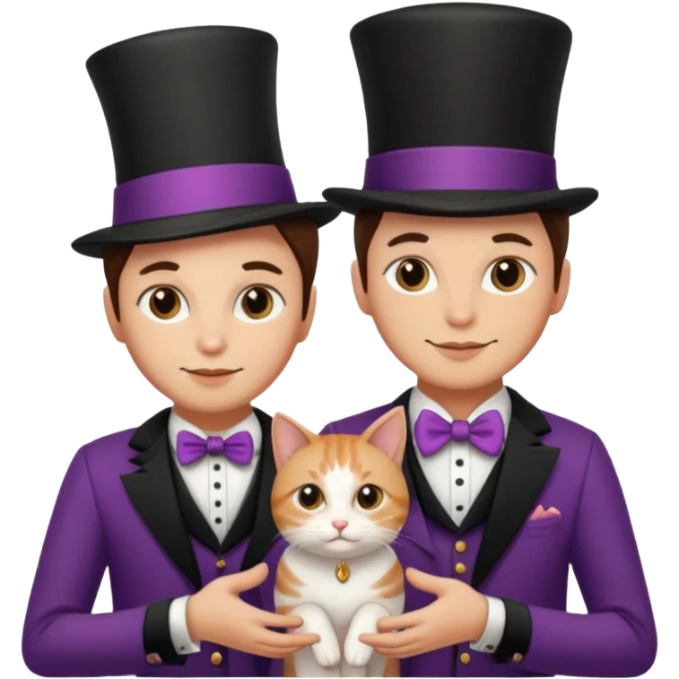 magician couple and their pet cat emoji