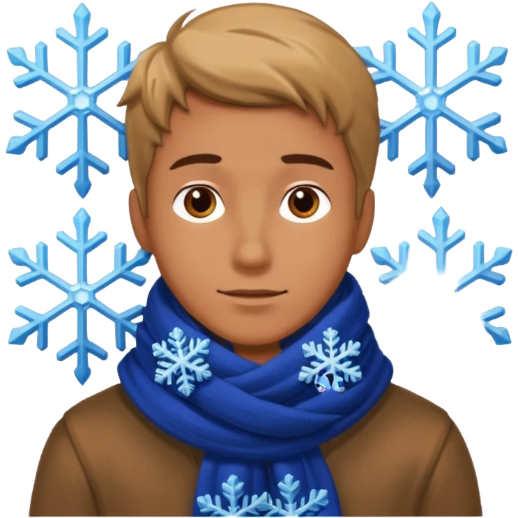 Guy looking at a snowflake emoji