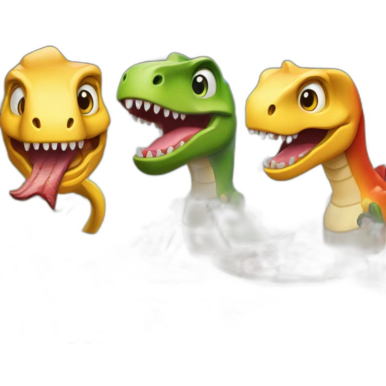 3 Dinosaures qui font un barbecue emoji