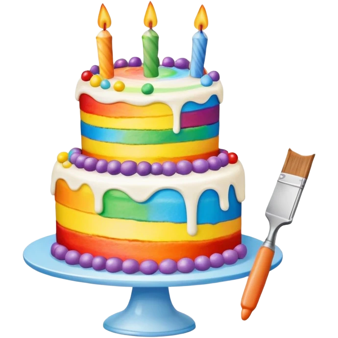 artist painting rainbow birthday cake  emoji