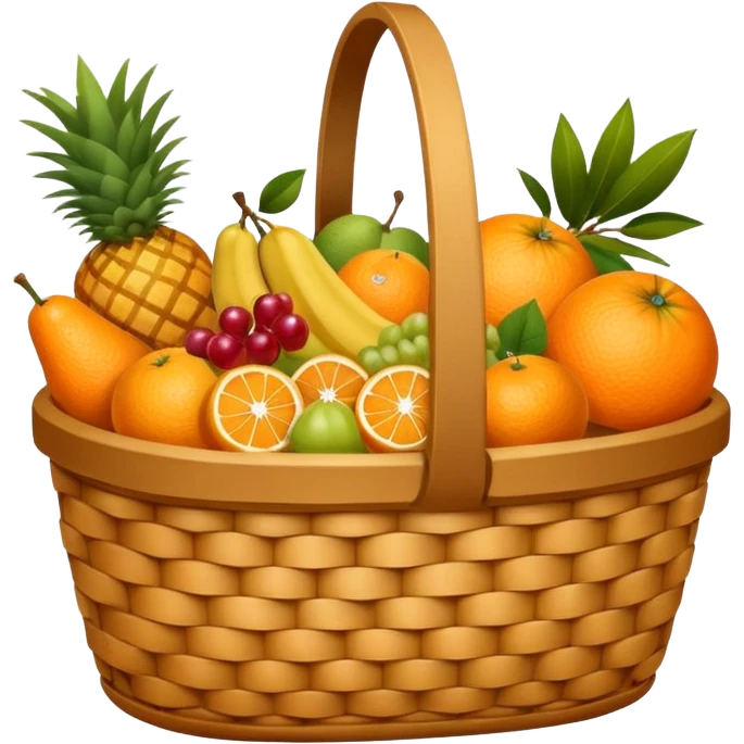Orange plaid lining basket with both food, drink and fruits emoji