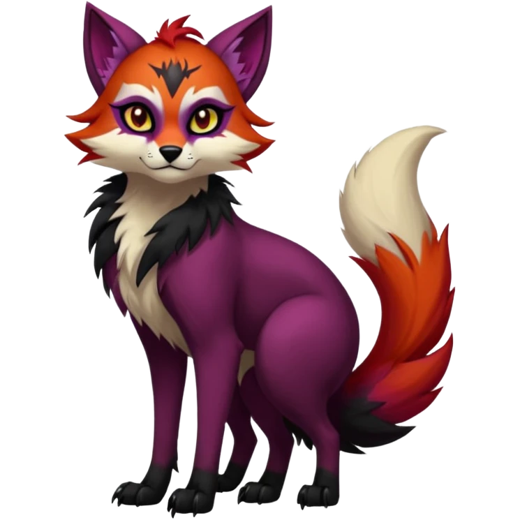 Multicolored gloomy dark edgy gothic spooky warm badass realistic floral exotic Falvie-Fionbri-fursona, full body emoji