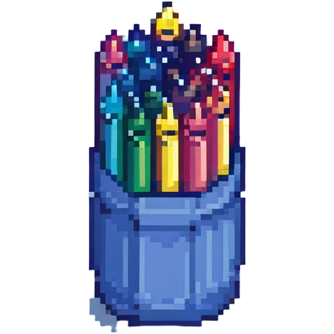 Eleven blue crayons arranged in various positions emoji